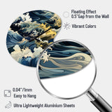 Hokusai  Japanese Waves Pattern - Asymmetric Metal Wall Clock