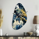 Hokusai  Japanese Waves Pattern - Asymmetric Metal Wall Clock