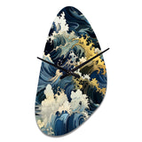 Hokusai  Japanese Waves Pattern - Asymmetric Metal Wall Clock
