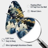 Hokusai  Japanese Waves Pattern - Asymmetric Metal Wall Clock