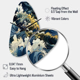 Hokusai  Japanese Waves Pattern - Asymmetric Metal Wall Clock