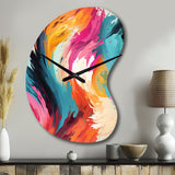 Colorful Painterly Ikat Symphony - Asymmetric Metal Wall Clock