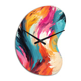 Colorful Painterly Ikat Symphony - Asymmetric Metal Wall Clock