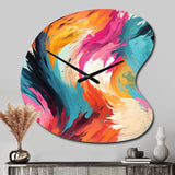 Colorful Painterly Ikat Symphony - Asymmetric Metal Wall Clock