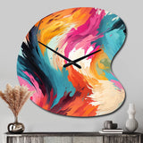 Colorful Painterly Ikat Symphony - Asymmetric Metal Wall Clock