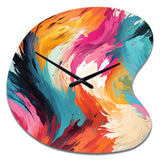 Colorful Painterly Ikat Symphony - Asymmetric Metal Wall Clock