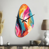 Colorful Painterly Ikat Symphony - Asymmetric Metal Wall Clock