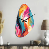 Colorful Painterly Ikat Symphony - Asymmetric Metal Wall Clock