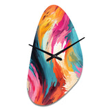 Colorful Painterly Ikat Symphony - Asymmetric Metal Wall Clock