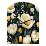 Beige And Yellow Weave Ikat Blooms - Asymmetric Metal Wall Clock