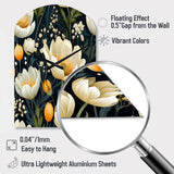Beige And Yellow Weave Ikat Blooms - Asymmetric Metal Wall Clock