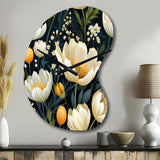 Beige And Yellow Weave Ikat Blooms - Asymmetric Metal Wall Clock