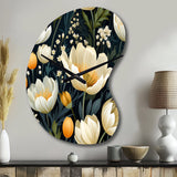 Beige And Yellow Weave Ikat Blooms - Asymmetric Metal Wall Clock