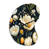 Beige And Yellow Weave Ikat Blooms - Asymmetric Metal Wall Clock