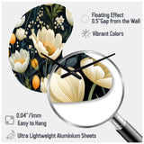 Beige And Yellow Weave Ikat Blooms - Asymmetric Metal Wall Clock