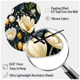 Beige And Yellow Weave Ikat Blooms - Asymmetric Metal Wall Clock
