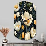Beige And Yellow Weave Ikat Blooms - Asymmetric Metal Wall Clock