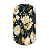 Beige And Yellow Weave Ikat Blooms - Asymmetric Metal Wall Clock