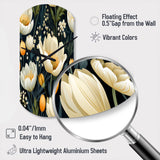 Beige And Yellow Weave Ikat Blooms - Asymmetric Metal Wall Clock