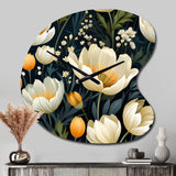 Beige And Yellow Weave Ikat Blooms - Asymmetric Metal Wall Clock
