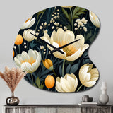 Beige And Yellow Weave Ikat Blooms - Asymmetric Metal Wall Clock