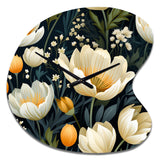 Beige And Yellow Weave Ikat Blooms - Asymmetric Metal Wall Clock