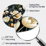 Beige And Yellow Weave Ikat Blooms - Asymmetric Metal Wall Clock