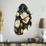 Beige And Yellow Weave Ikat Blooms - Asymmetric Metal Wall Clock