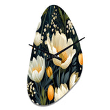 Beige And Yellow Weave Ikat Blooms - Asymmetric Metal Wall Clock