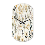 Botanical Sketched VII - Asymmetric Metal Wall Clock