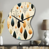 Modern Leaf Patterns II - Asymmetric Metal Wall Clock