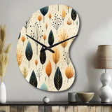 Modern Leaf Patterns II - Asymmetric Metal Wall Clock