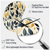 Modern Leaf Patterns VI - Asymmetric Metal Wall Clock