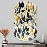 Modern Leaf Patterns VI - Asymmetric Metal Wall Clock