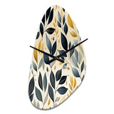 Modern Leaf Patterns VI - Asymmetric Metal Wall Clock