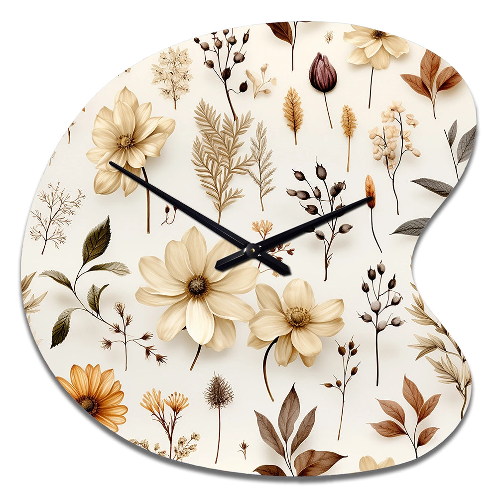 Rustic Foliage - Asymmetric Metal Wall Clock