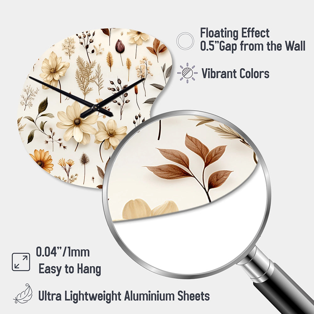Rustic Foliage - Asymmetric Metal Wall Clock