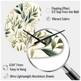 Tranquil Leaves - Asymmetric Metal Wall Clock