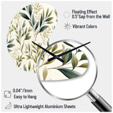 Tranquil Leaves - Asymmetric Metal Wall Clock