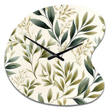 Tranquil Leaves - Asymmetric Metal Wall Clock