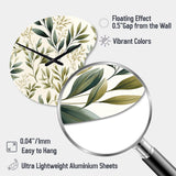 Tranquil Leaves - Asymmetric Metal Wall Clock
