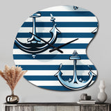 Nautical Charm Striped Pattern - Asymmetric Metal Wall Clock