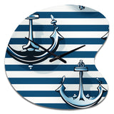 Nautical Charm Striped Pattern - Asymmetric Metal Wall Clock
