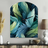 Blue And Teal Parrot Feathers - Asymmetric Metal Wall Clock