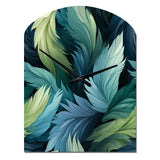 Blue And Teal Parrot Feathers - Asymmetric Metal Wall Clock