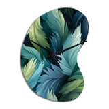 Blue And Teal Parrot Feathers - Asymmetric Metal Wall Clock