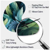 Blue And Teal Parrot Feathers - Asymmetric Metal Wall Clock