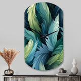Blue And Teal Parrot Feathers - Asymmetric Metal Wall Clock