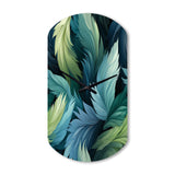 Blue And Teal Parrot Feathers - Asymmetric Metal Wall Clock
