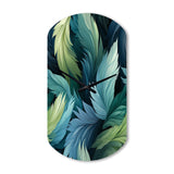 Blue And Teal Parrot Feathers - Asymmetric Metal Wall Clock